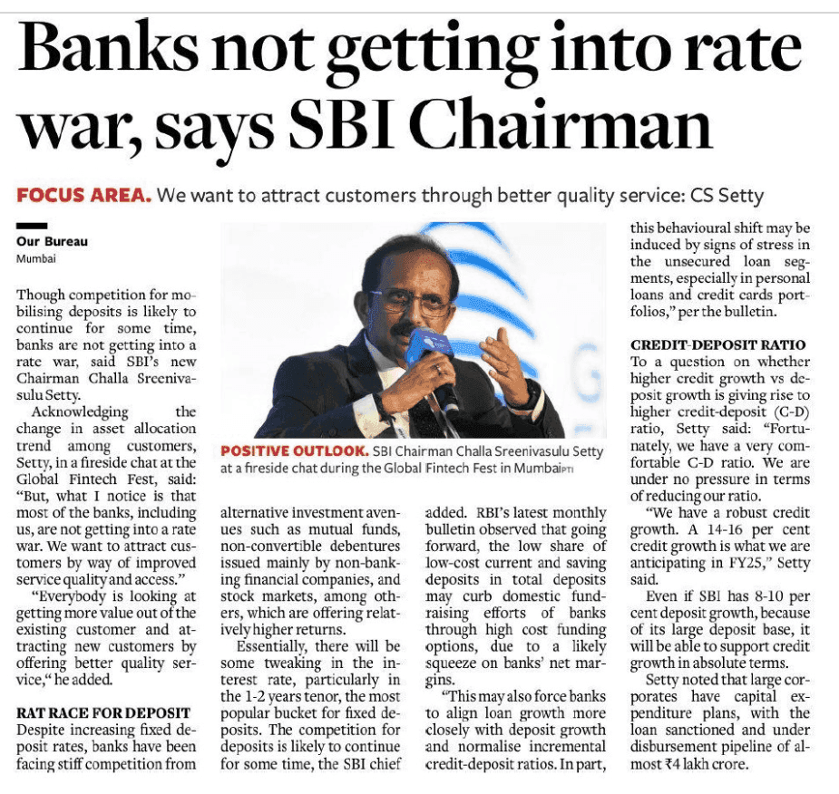 Banks not getting into rate war, says SBI Chairman